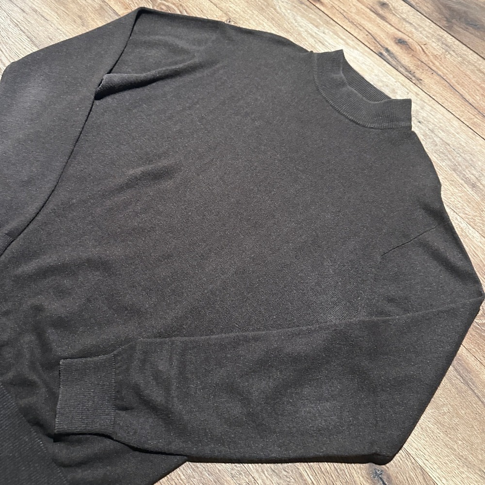 Vintage Jack Lipson Brown Silk Cashmere Mock Neck Sweater Mens Large